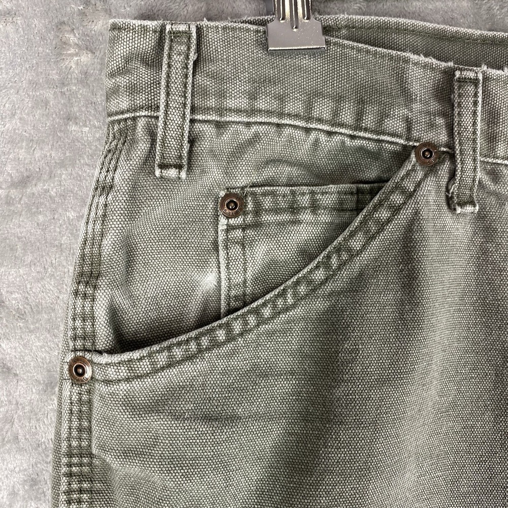 Dickies Pants Mens Size 38x32 (fit 37x30) Green Canvas Carpenter Skater Grunge - Picture 13 of 16
